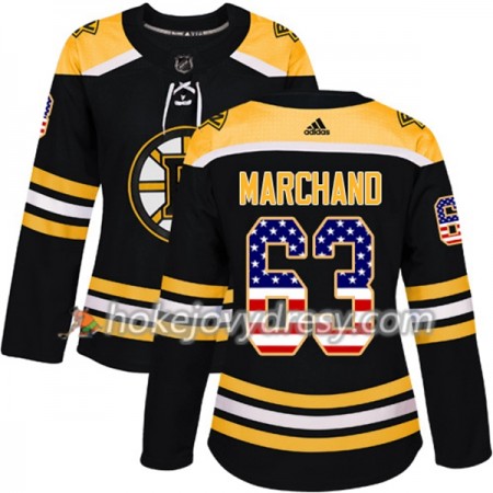 Dámské Hokejový Dres Boston Bruins Brad Marchand 63 2017-2018 USA Flag Fashion Černá Adidas Authentic